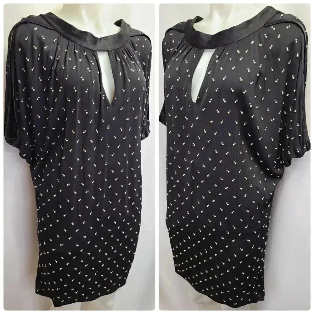 Marc Jacobs Black Satin Crystal Pearl Rhinestone Embellished Back Bow Dress 10 - Picture 4 of 16
